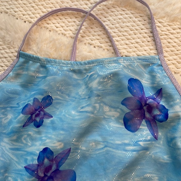 Floral swimsuit girls blue - Picture 2 of 5